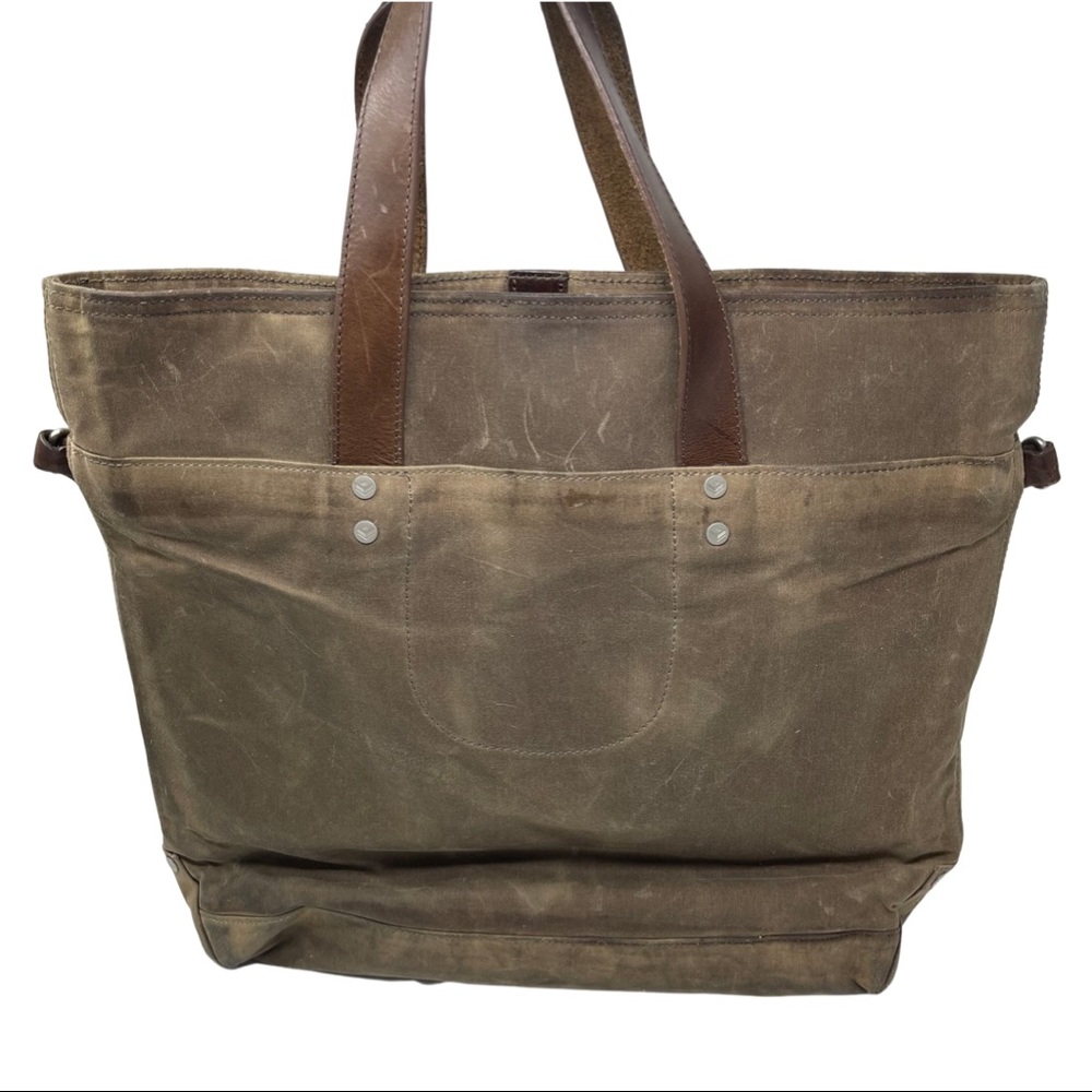 J.Fold men coated canvas tote laptop bag with leather handles .